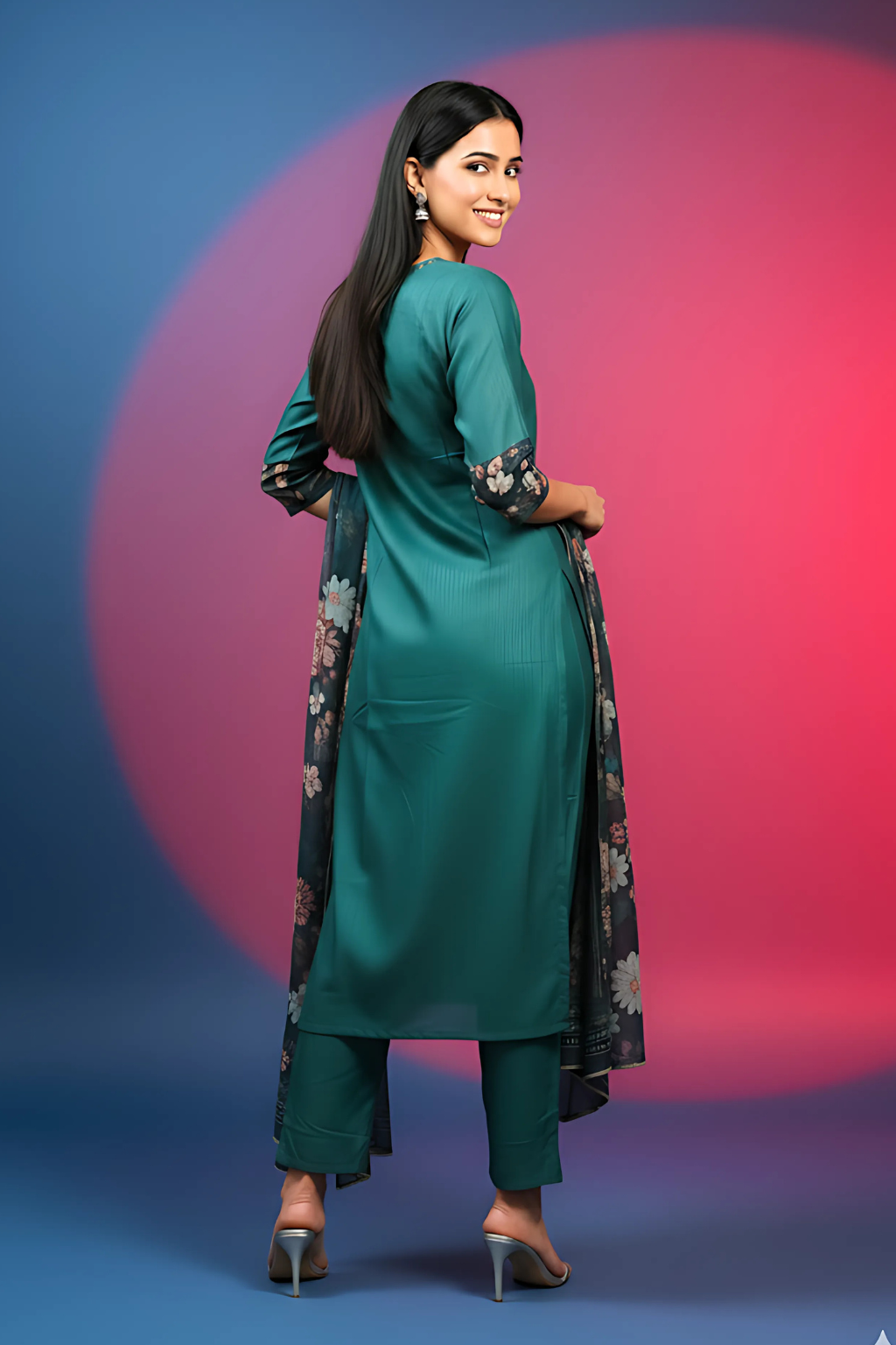 Green Kurta Set in Raw Silk with Handwork