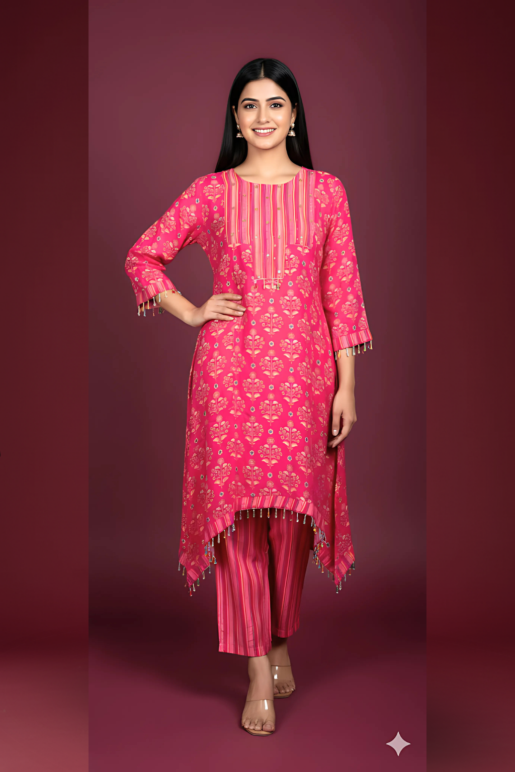 Red Co-ord Set in Muslin Fabric