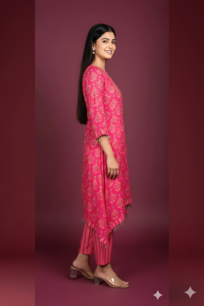 Red Co-ord Set in Muslin Fabric